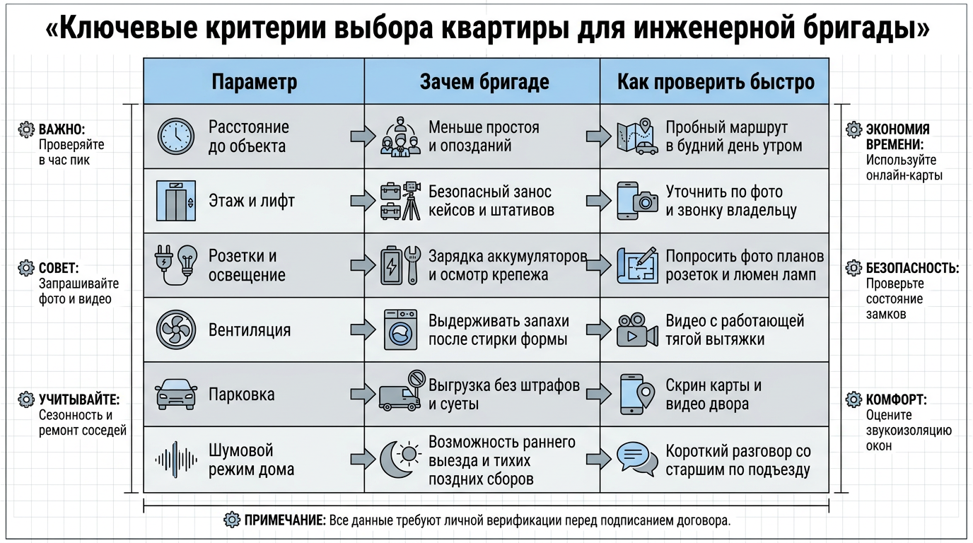 Критерии выбора квартиры для технической бригады